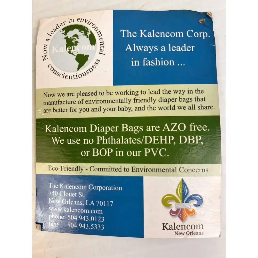 Kalencom New Orleans Travel Diaper Bag Changing Pad Bottle Holder Black Gift